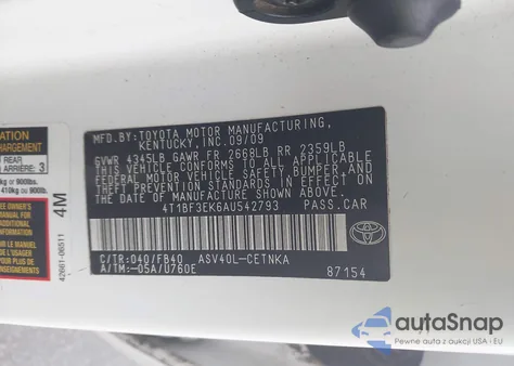 2010 Toyota Camry из США, поврежденный, VIN 4T1BF3EK6AU542793